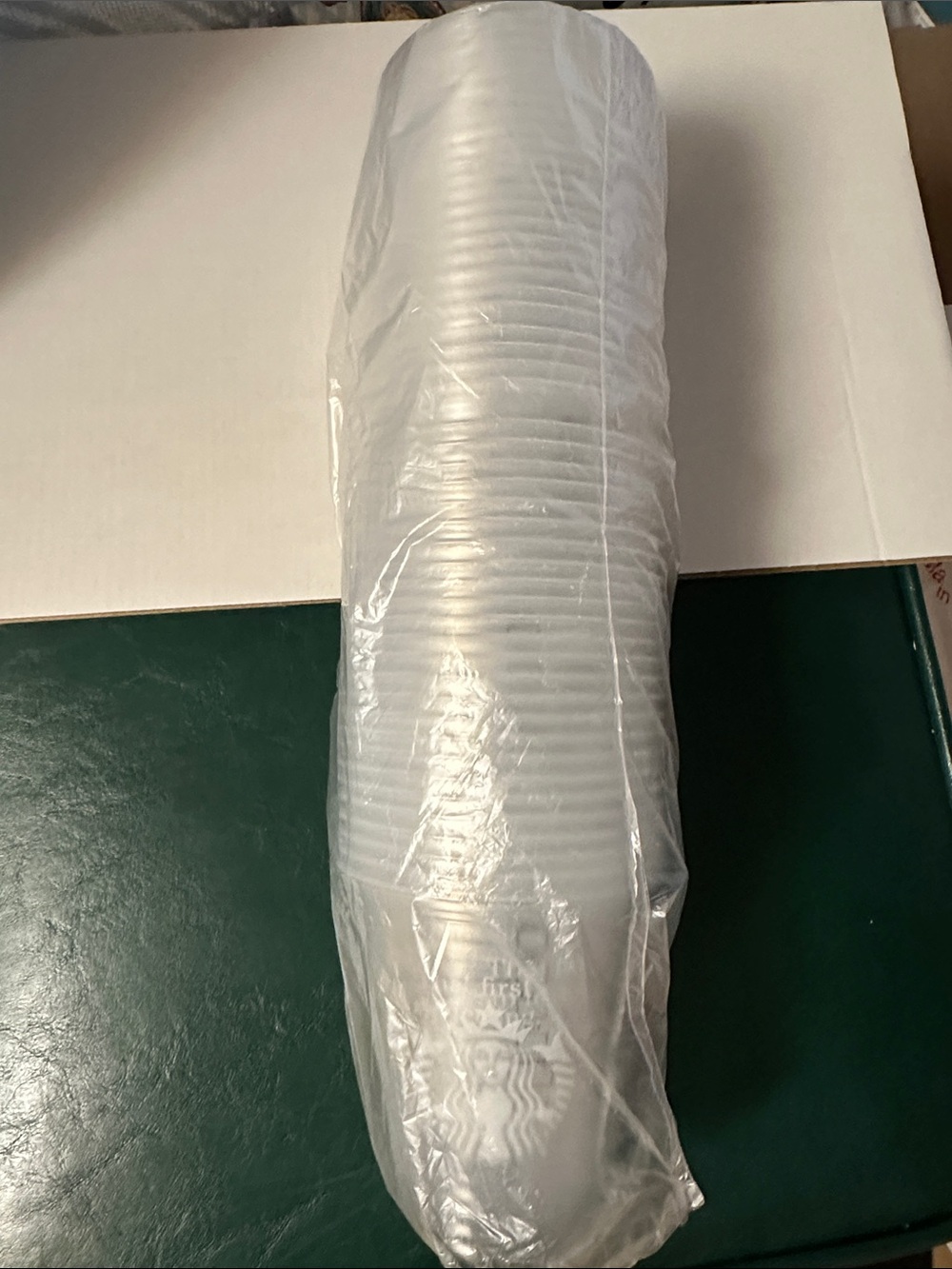Starbucks 12oz white Siren logo Clear Plastic Disposable Cups #50 ct- stack